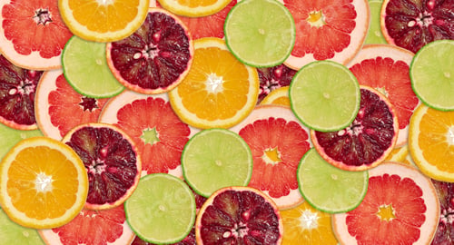 Preview: Round slices of orange, grapefruit, lime and blood orange