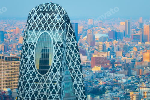 Preview: View from Tokyo above city scape reflection building