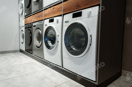 Preview: Washing machines and drying machines home appliance retail store showroom