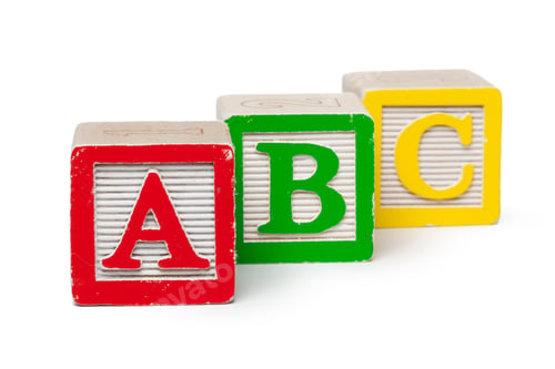 Preview: Wooden alphabet blocks isolated on white background