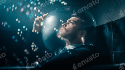 Preview: Dreaming man in tie in the bathtub