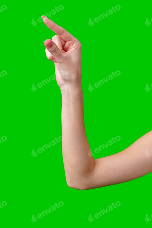 Preview: Female Hand Making Gesture Against Green Screen