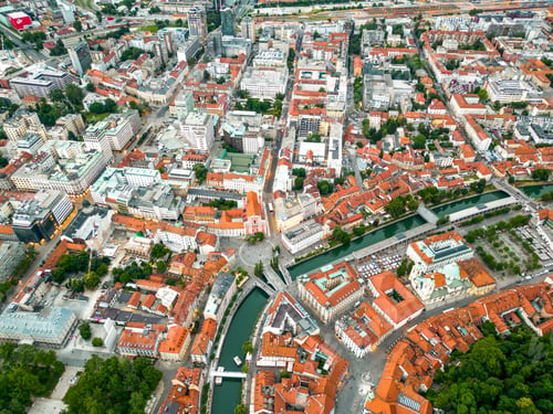 Preview: Aerial drone view of Ljubljana, Slovenia