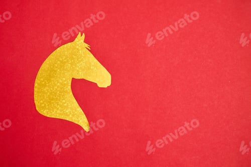 Preview: Golden Horse Symbol on Red Festive Background for Chinese New Year 2026