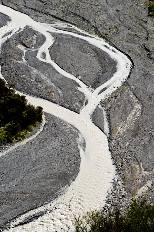 Preview: Aerial Photo of the Meandering Waiau River, Canterbury Region, South Island, New Zealand