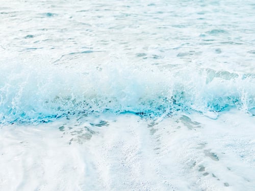 Preview: Minimalist Natural Background of Blue Foamy Waves During Summer Vacation on Tropical Sandy Beach