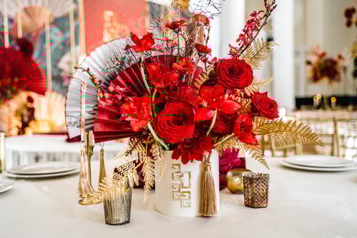 Preview: Floral arrangement, festive bouquet, table decoration for Chinese New Year party celebration in