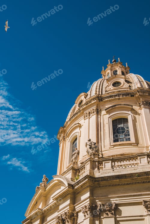 Preview: bottom view of Santa Maria di Loreto church at Rome, Italy