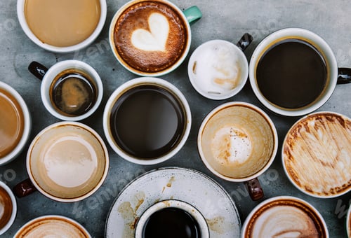 Preview: Aerial view of various coffee
