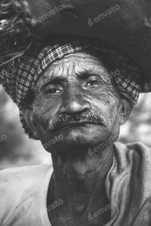 Preview: Indigenous Senior Indian Man Grumpy Camera Concept