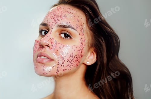 Preview: Charming woman with cosmetic mask on face
