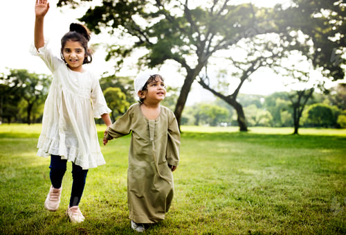Preview: Muslim kids running in the park