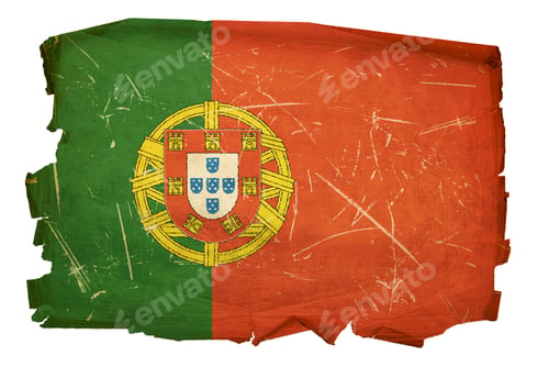 Preview: Portugal Flag old, isolated on white background.