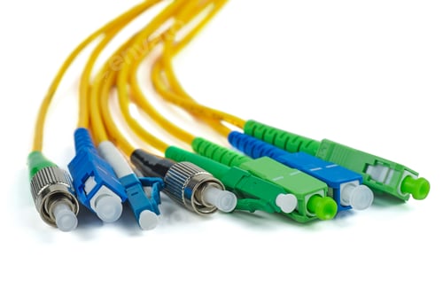 Preview: Fiber optic patch cord cables on white background