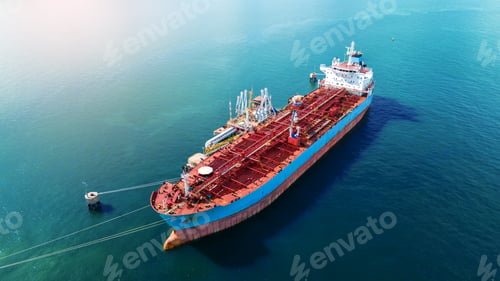 Preview: Aerial view of an oil tanker docked at offshore terminal platform