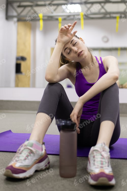 Preview: Skinny and athletic girl goes in for sports in the gym. Athletics. Exercise. Fitness instructor.