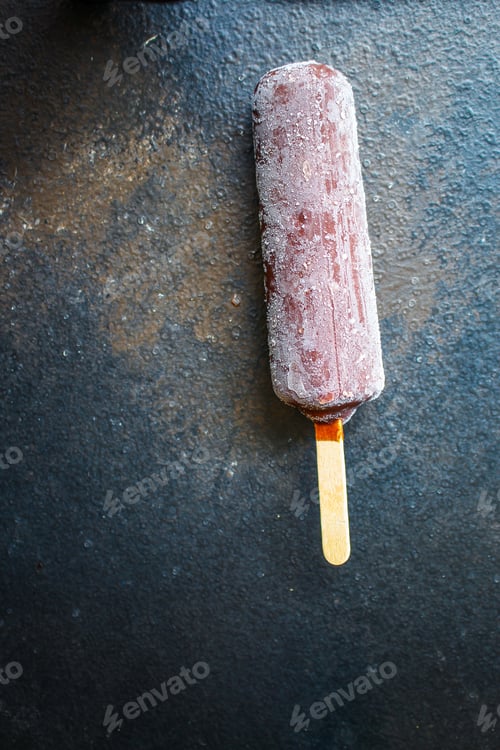 Preview: Chocolate Ice Cream Sweet Dessert Menu Concept Healthy Eating. Food Background Top View Copy Space