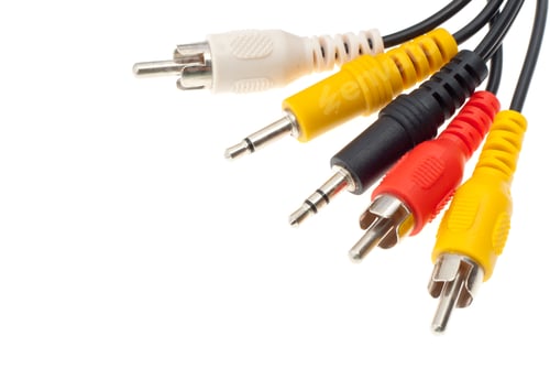 Preview: Close-Up View Of Audio And Video Cables. Isolated On White