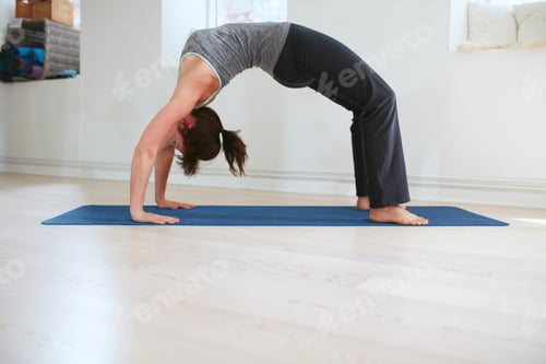 Preview: Woman doing yoga - Urdhva Dhanurasana pose
