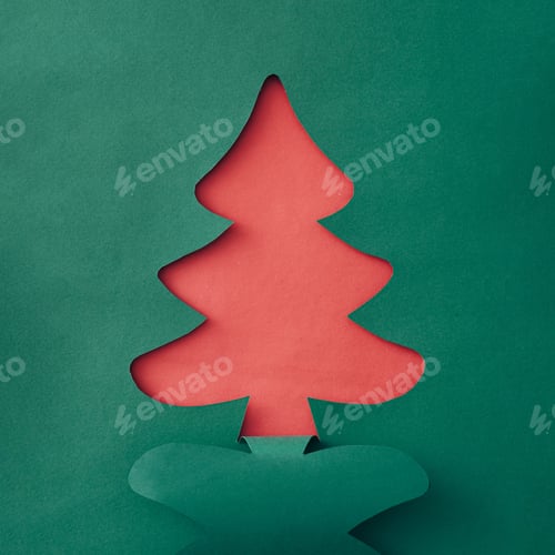 Preview: Colorful festive green and red template for a Christmas card