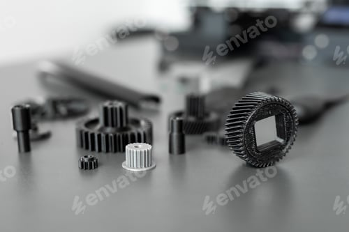 Preview: 3d printed objects on the table in the laboratory