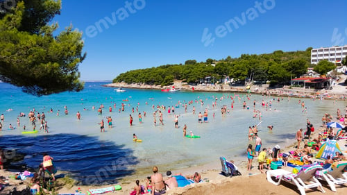 Preview: Crowded sandy beach on Murter island in Croatia