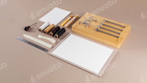 Preview: Scrapbooking kit with threads brushes and cutting tools