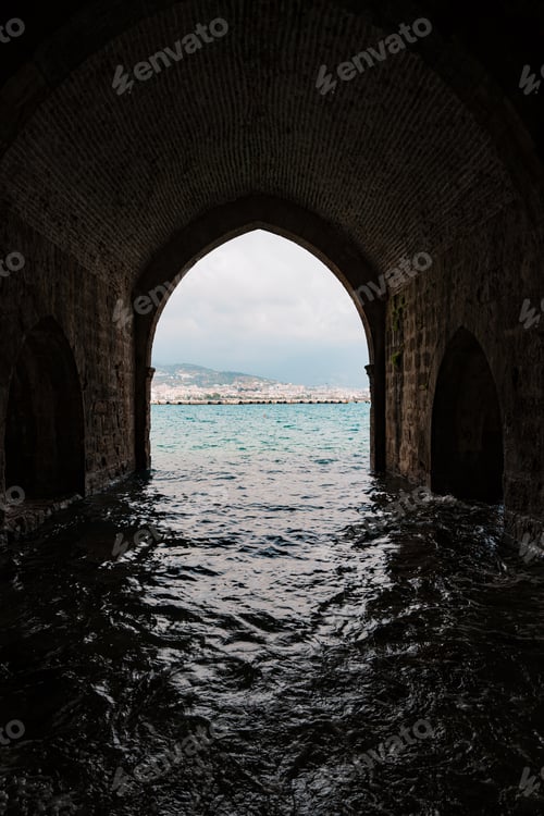 Preview: Old city aquatic tunnels on coast line Alanya