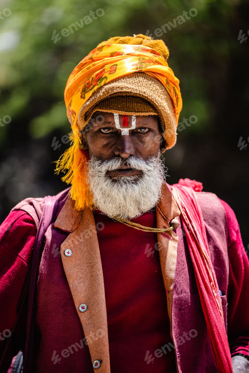 Preview: Vertical shot of Sadhu holy man