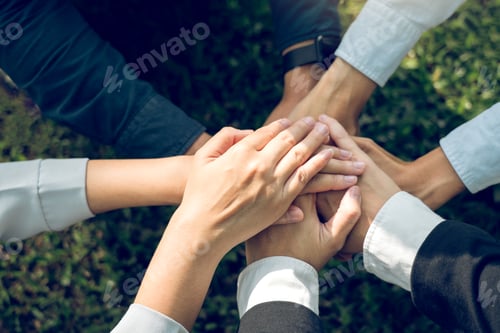 Preview: Group of volunteer people joining for cooperation about global community teamwork