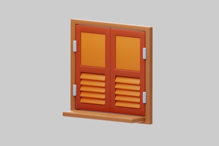 Preview: Orange cartoon window with shutters
