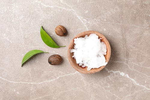 Preview: Concept of skin care cosmetics, Shea butter, top view