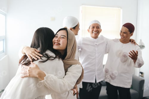 Preview: Muslim Women Hugging Each Other on Eid Mubarak