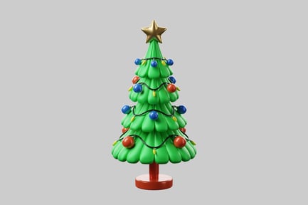 Preview: Cartoon christmas tree with ornaments