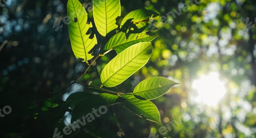 Preview: bright green trees and leaves in spring