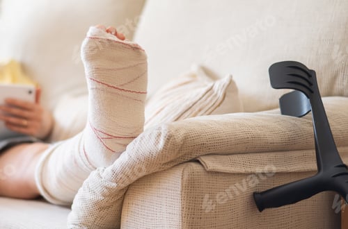 Preview: Patient is recovering from a broken leg injury,using a phone for entertainment or communication