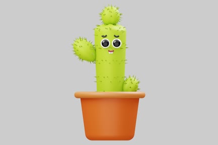Preview: Cartoon cactus in an orange pot