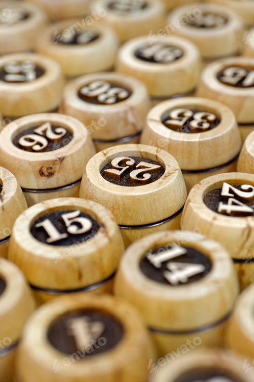 Preview: Wooden lotto barrels with numbers