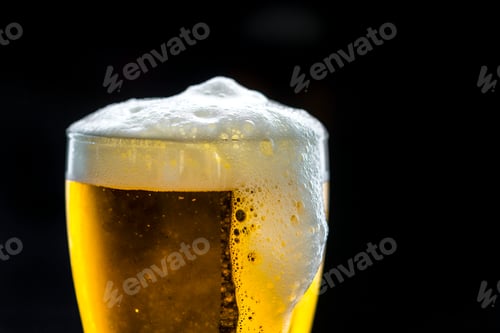 Preview: A glass of cold beer macro photography