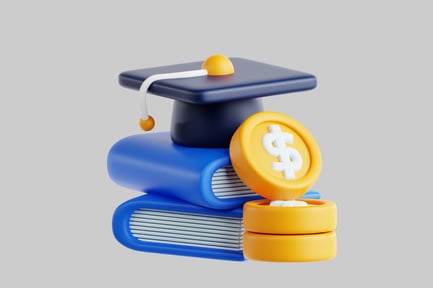 Preview: Graduation cap stacked books coin