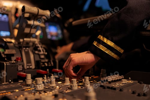Preview: Woman copilot using control panel command on dashboard