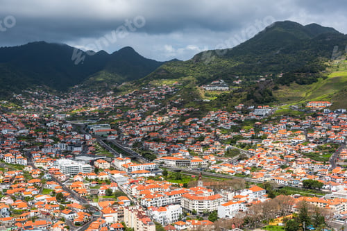 Preview: Canical cityscape, aerial drone view. Madeira Island, Portugal