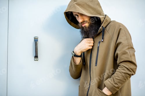 Preview: Mysterious man wearing hoodie coat