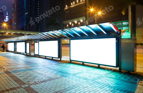 Preview: Blank advertising panel on street