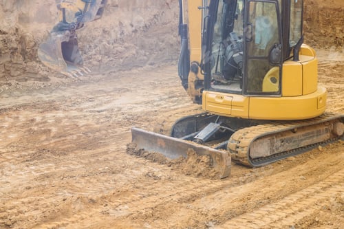 Preview: Workplace construction excavator on foundation works is prepared for pouring the foundation