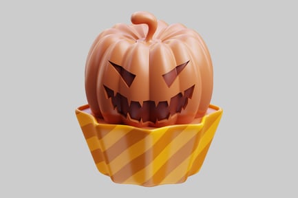 Preview: Pumpkin with carved face in paper liner