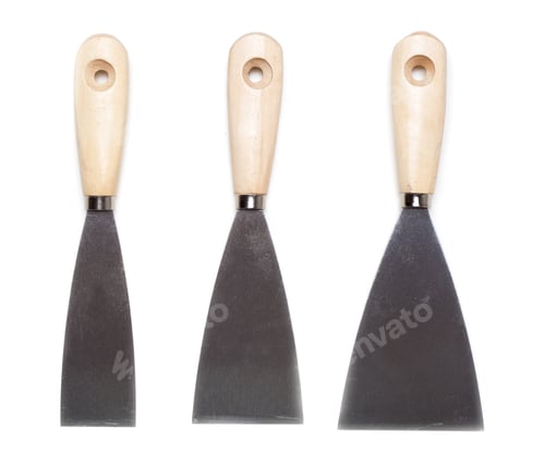 Preview: Three metal spatulas isolated
