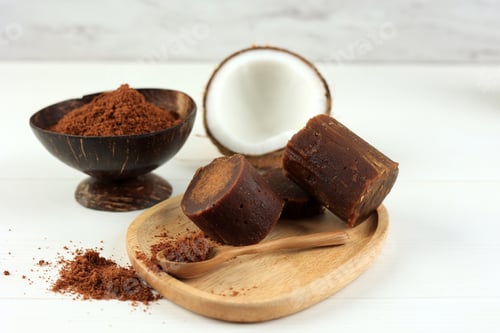 Preview: Granular and Block Shape of Prganic Brown Palm Dugar or Coconut Sugar
