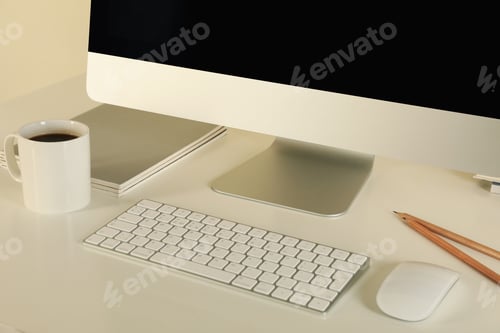 Preview: Concept of workplace with modern desktop computer