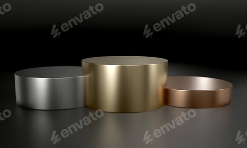 Preview: Blank podium with reflections and shadows. Pedestal for display. Platform for design. 3D rendering.